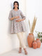 Cream Pure Cotton Geometric Printed A-line Maternity Tunic